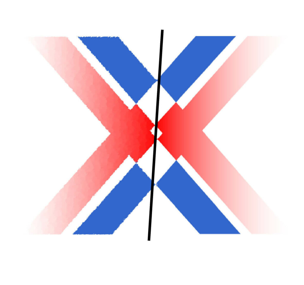 Image représentant la vectorisation, d'un côté en pixel et de l'autre vectorisée